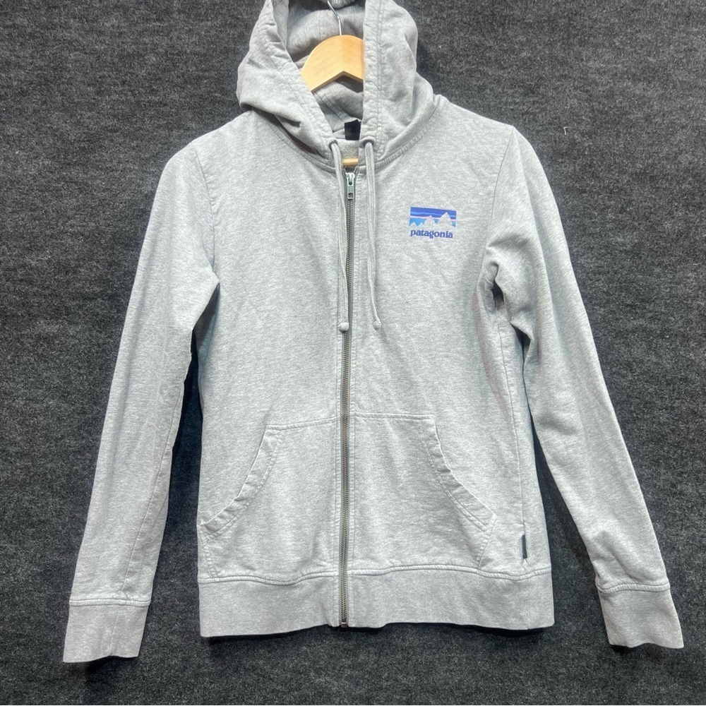 Patagonia Women's Organic Cotton Hooded Jacket Light Grey Size S Full Zip - Picture 2 of 14